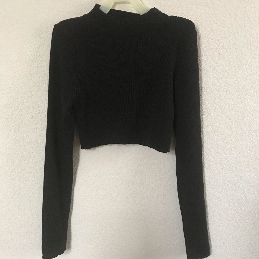 Nasty gal black mockneck ribbed sweater